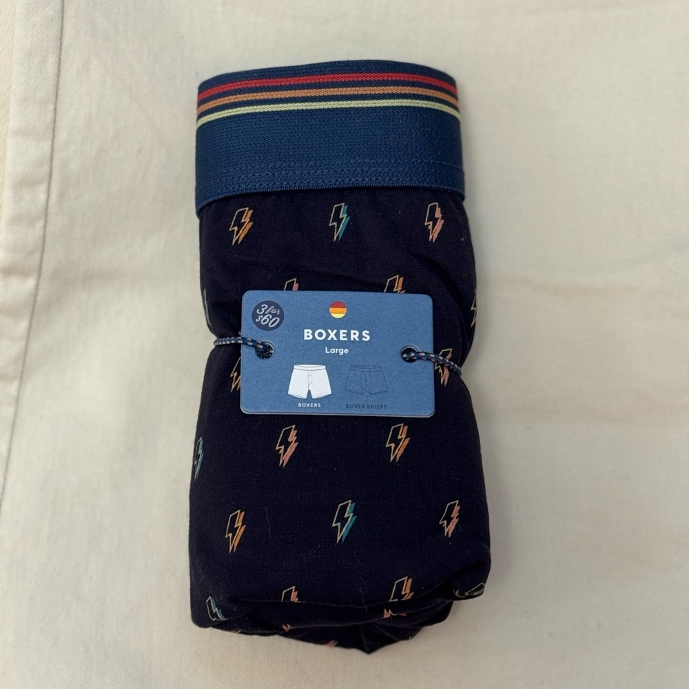 Marine Layer BOXER navy lightning Bolt Pattern colored  2XL